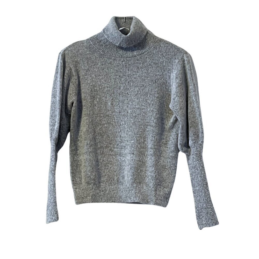 One Grey Day Puff Sleeve Turtleneck Sweater in Gray Sz. XS NWT